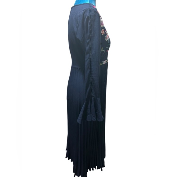 ASOS Midi Pleated Dress with Floral Embroidery - Picture 8 of 8